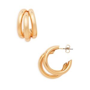 Aqua tri split hoop earrings
